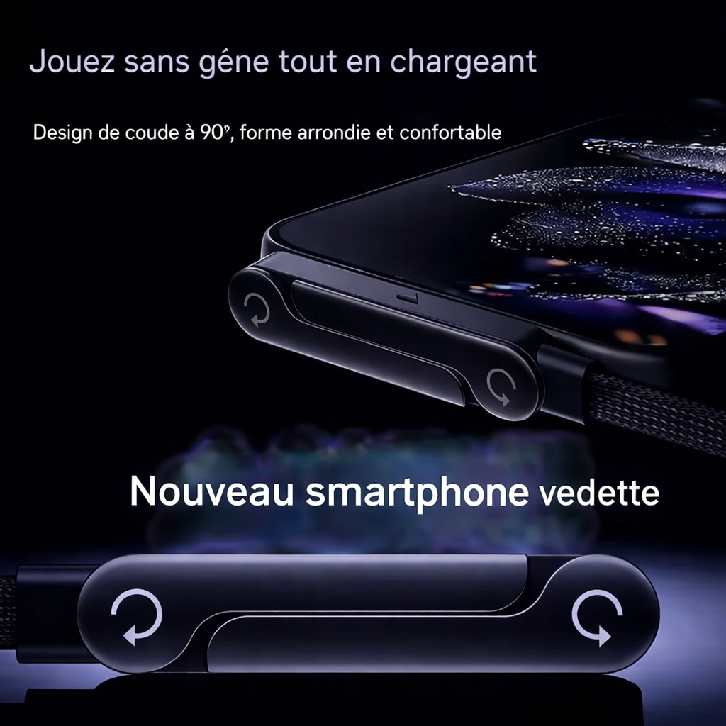 Support de téléphone invisible 2-en-1 avec câble de charge